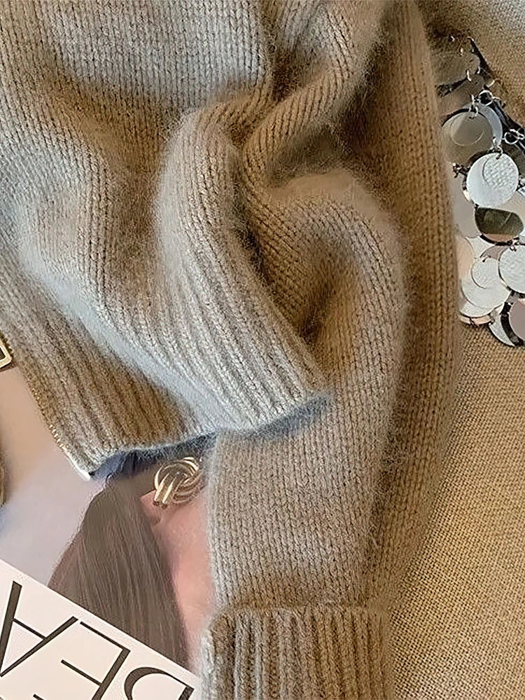 Cardigan with Leather Collar